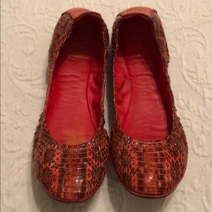 Tory Burch Eddie Snake Flats, color: Wildberry 8